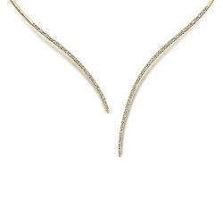 Assymetrical 14K Yellow Gold Open Diamond Collar Necklace Surrey Vancouver Canada Langley Burnaby Richmond