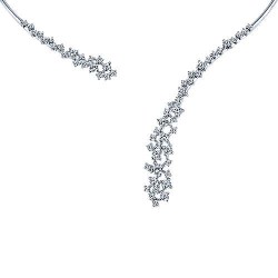 18K White Gold Diamond Cluster Open Choker Necklace Surrey Vancouver Canada Langley Burnaby Richmond