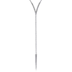  14K White Gold  Y knots 14K White Gold Diamond Pave V and Spike Y Necklace GabrielCo Surrey Vancouver Canada Langley Burnaby Richmond