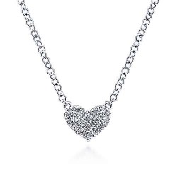  14K White Gold  Heart 14K White Gold Pave Diamond Pendant Heart Necklace GabrielCo Surrey Vancouver Canada Langley Burnaby Richmond