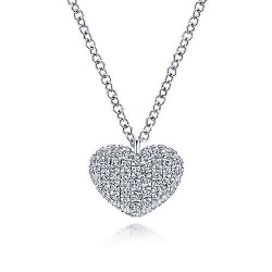  14K White Gold  Heart 14K White Gold Pave Diamond Encrusted Heart Necklace GabrielCo Surrey Vancouver Canada Langley Burnaby Richmond