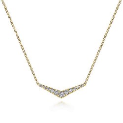  14K Yellow Gold  Bar 14K Yellow Gold Curved Diamond Bar Necklace GabrielCo Surrey Vancouver Canada Langley Burnaby Richmond