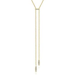  14K Yellow Gold  Y knots 14K Yellow Gold Petite Pave Diamond Bar and Spike Y Knot Necklace GabrielCo Surrey Vancouver Canada Langley Burnaby Richmond