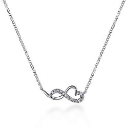  14K White Gold  Heart 14K White Gold Diamond Infinity Heart Pendant Necklace GabrielCo Surrey Vancouver Canada Langley Burnaby Richmond