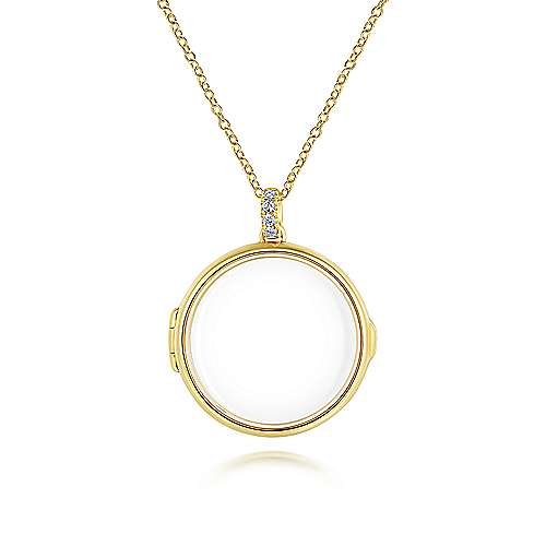 14K Yellow Locket 25" 14K Yellow Gold Round Glass Front Locket Necklace Surrey Vancouver Canada Langley Burnaby Richmond