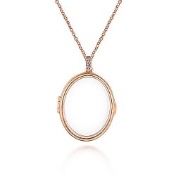 25" 14K Rose Gold Oval Glass Front Locket Necklace Surrey Vancouver Canada Langley Burnaby Richmond