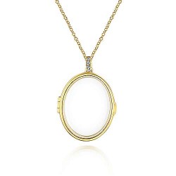 25" 14K Yellow Gold Oval Glass Front Locket Necklace Surrey Vancouver Canada Langley Burnaby Richmond