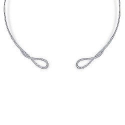 14K White Gold Open Twisted Diamond Collar Necklace Surrey Vancouver Canada Langley Burnaby Richmond