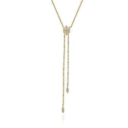  14K Yellow Gold  Y knots 14K Yellow Gold Diamond Y Knot Necklace GabrielCo Surrey Vancouver Canada Langley Burnaby Richmond