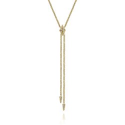  14K Yellow Gold  Y knots 14K Yellow Gold Diamond Pyramid Y Knot Necklace GabrielCo Surrey Vancouver Canada Langley Burnaby Richmond