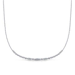 14K White Gold Curved Diamond Station Necklace Surrey Vancouver Canada Langley Burnaby Richmond