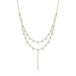  14K Yellow Gold  Y knots 14K Yellow Gold Layered Diamond Drop Stations Y Necklace GabrielCo Surrey Vancouver Canada Langley Burnaby Richmond