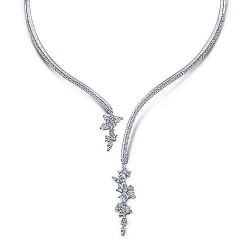 18K White Gold Open Diamond Cluster Collar Necklace Surrey Vancouver Canada Langley Burnaby Richmond