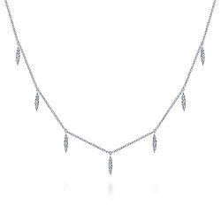 14K White Gold Diamond Choker Necklace with Diamond Spike Drops Surrey Vancouver Canada Langley Burnaby Richmond