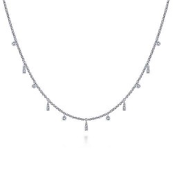 14K White Gold Diamond Choker Necklace with Diamond Bezel and Bar Drops Surrey Vancouver Canada Langley Burnaby Richmond