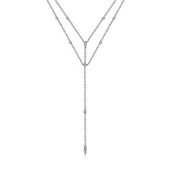  14K White Gold  Y knots 14K White Gold Diamond Station Layered Y Necklace GabrielCo Surrey Vancouver Canada Langley Burnaby Richmond