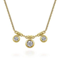 18" 14K Yellow Gold Bezel Set Diamond Drop Necklace Surrey Vancouver Canada Langley Burnaby Richmond