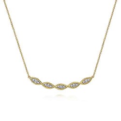  14K Yellow Gold  Bar 14K Yellow Gold Twisted Rope Curved Diamond Bar Necklace GabrielCo Surrey Vancouver Canada Langley Burnaby Richmond