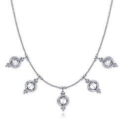 14K White Gold Bezel Set White Topaz Drops Necklace with Millgrain Surrey Vancouver Canada Langley Burnaby Richmond