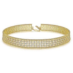 14K Yellow Gold Wide Diamond Station Choker Necklace with Bujukan Beads Surrey Vancouver Canada Langley Burnaby Richmond
