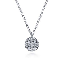  14K White Gold  Fashion 14K White Gold Round Diamond Cluster Pendant Necklace GabrielCo Surrey Vancouver Canada Langley Burnaby Richmond