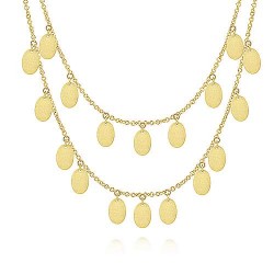 14K Yellow Gold Two Strand Necklace with Oval Shape Drops Surrey Vancouver Canada Langley Burnaby Richmond