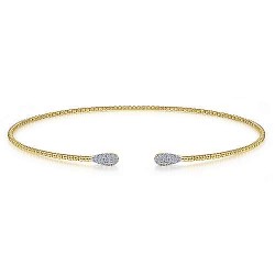 14K Yellow Gold Open Bujukan Beaded Choker Necklace with Pave Diamond Teardrops Surrey Vancouver Canada Langley Burnaby Richmond