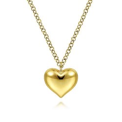  14K Yellow Gold  Heart 14K Yellow Gold Puff Heart Pendant Necklace GabrielCo Surrey Vancouver Canada Langley Burnaby Richmond