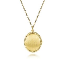 14K Yellow Gold Engravable Oval Locket Necklace with Twisted Rope Frame Surrey Vancouver Canada Langley Burnaby Richmond