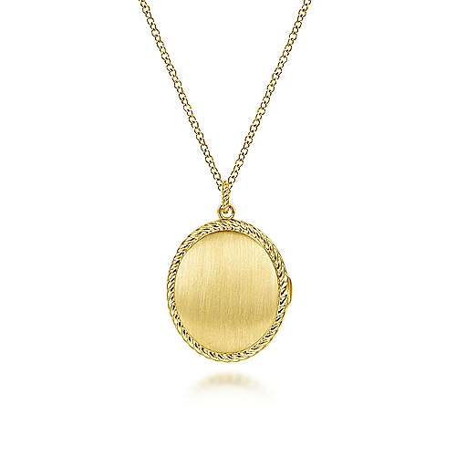 14K Yellow Locket 14K Yellow Gold Engravable Oval Locket Necklace with Twisted Rope Frame Surrey Vancouver Canada Langley Burnaby Richmond