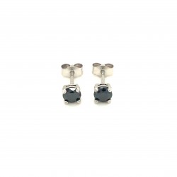  14K White Gold  Stud 14K Black Cubic Zirconia White Stud Earring 3MM Excel Surrey Vancouver Canada Langley Burnaby Richmond