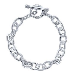  silver Silver Gold  Charm 925 Sterling Silver Textured Link Toggle Bracelet GabrielCo Surrey Vancouver Canada Langley Burnaby Richmond
