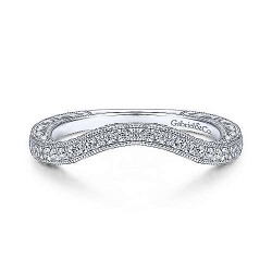  14K White Gold  Curved 14K White Gold Matching Wedding Band - 0.15 ct GabrielCo Surrey Vancouver Canada Langley Burnaby Richmond