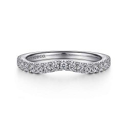  14K White Gold  Curved 14K White Gold Diamond Matching Wedding Band - 0.42 ct GabrielCo Surrey Vancouver Canada Langley Burnaby Richmond
