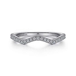  14K White Gold  Curved 14K White Gold Diamond Matching Wedding Band - 0.15 ct GabrielCo Surrey Vancouver Canada Langley Burnaby Richmond